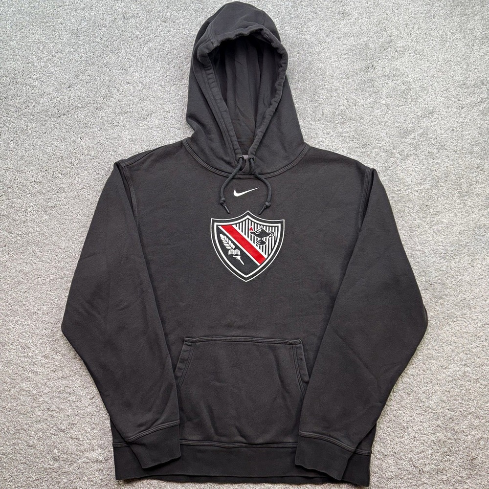 Vintage Nike Hoodie Mens Medium Charcoal Gray Graphic Logo Pullover Sweatshirt